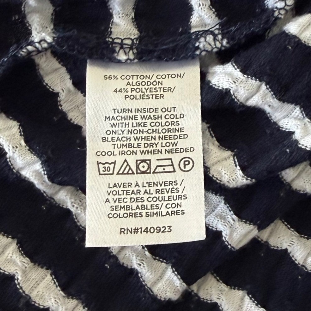 Loft Jacquard Dress Navy Blue White Button V-Neck Sleeveless Dress XSP XS Petite - Picture 13 of 14